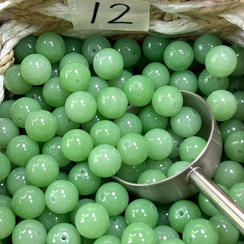 16mm Jade-Look Glass Beads for DIY Jewelry Making