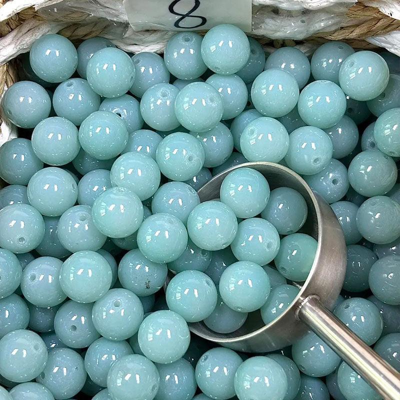 16mm Jade-Look Glass Beads for DIY Jewelry Making