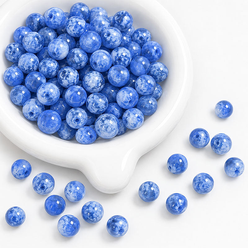 16mm Snowflake Glass Round Beads for DIY Jewelry