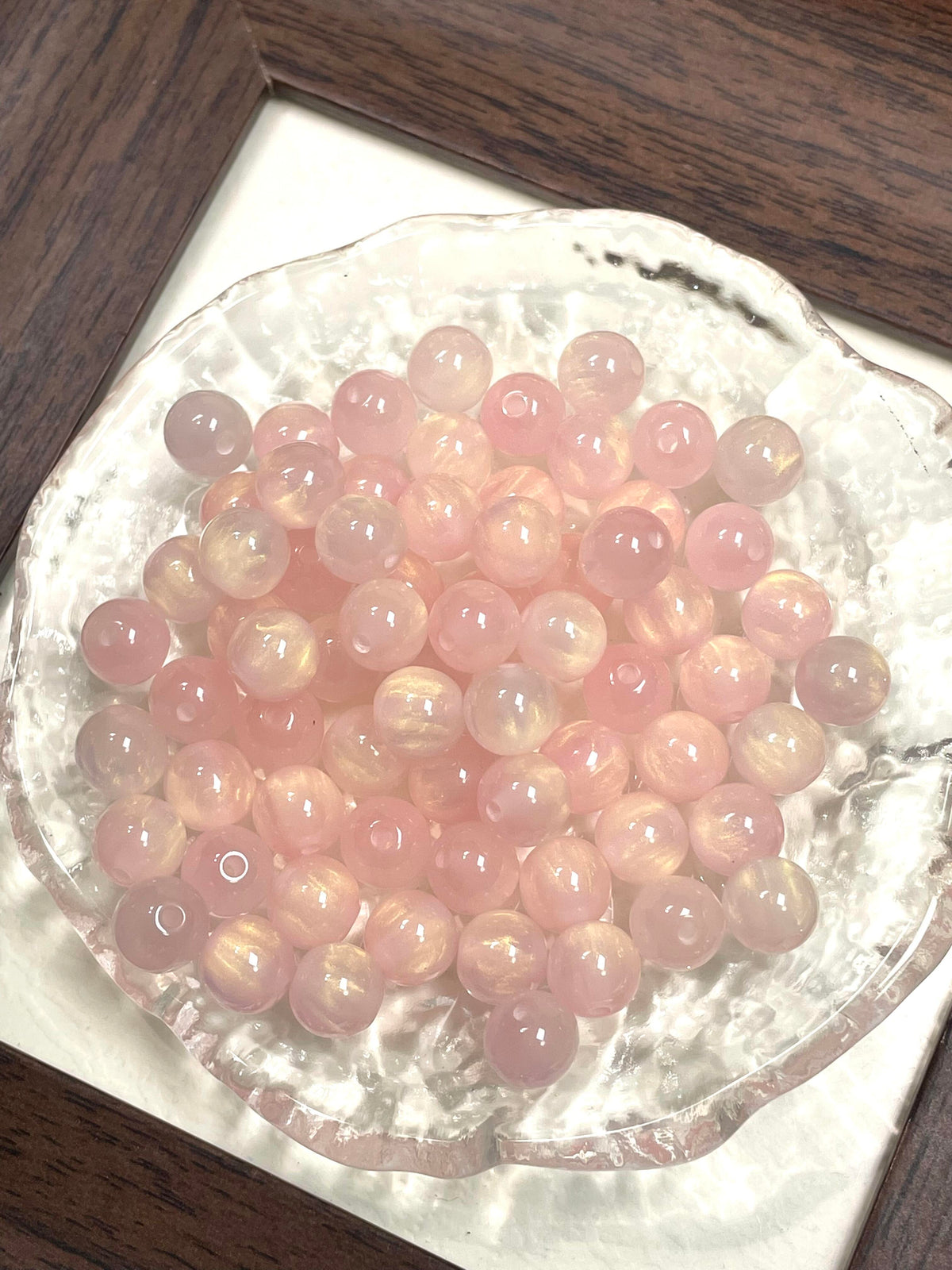 8mm Gold-Flash Cat Eye Resin Beads for DIY Jewelry Making