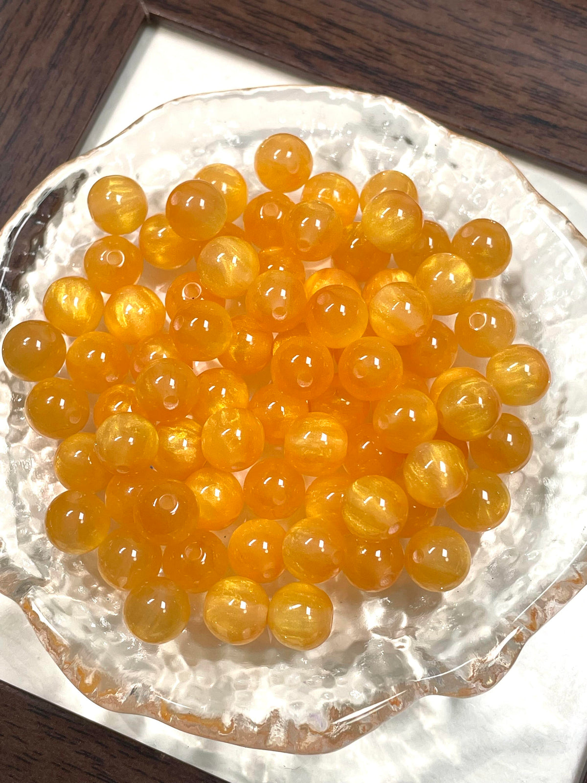 8mm Gold-Flash Cat Eye Resin Beads for DIY Jewelry Making