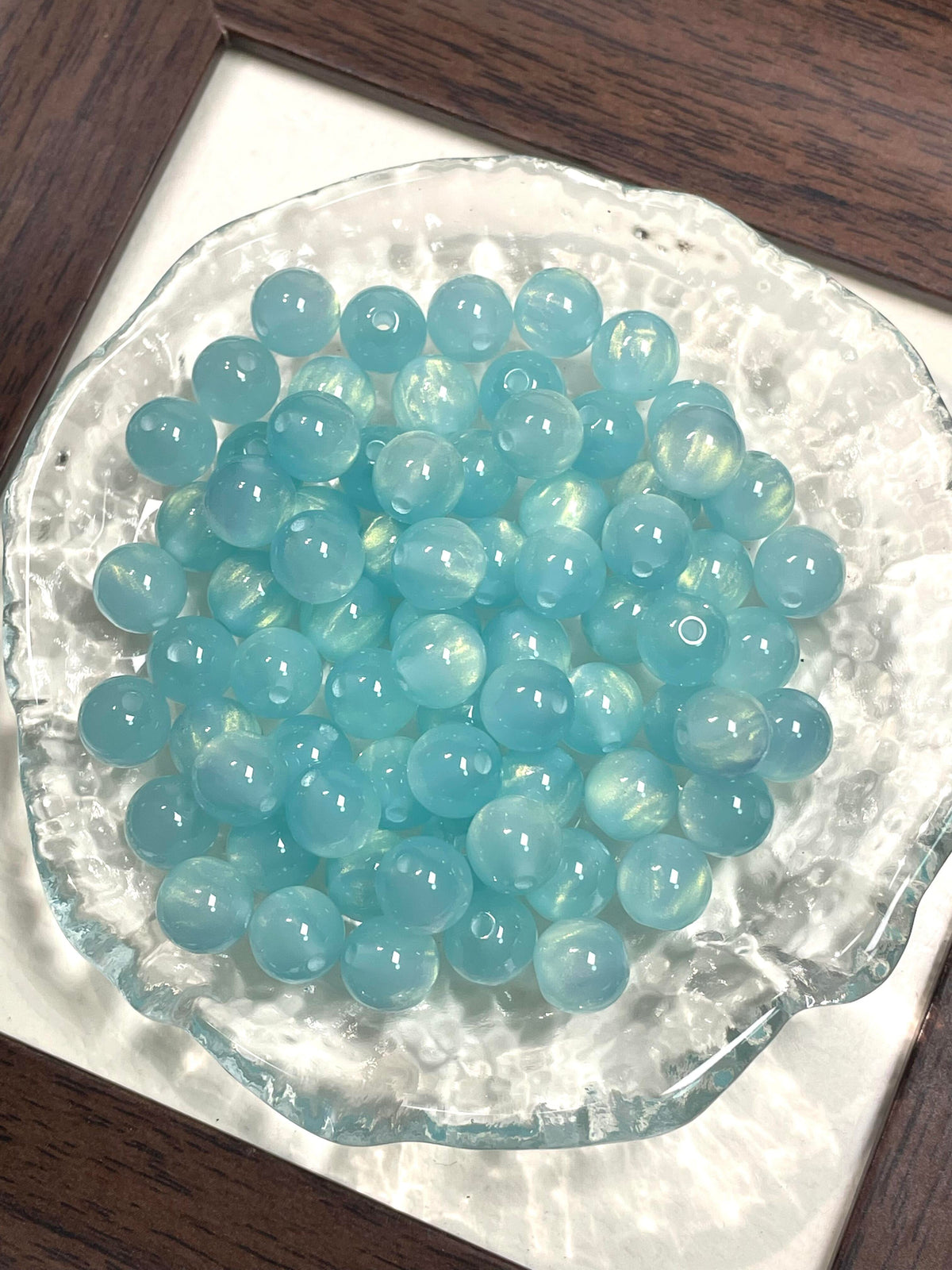 8mm Gold-Flash Cat Eye Resin Beads for DIY Jewelry Making