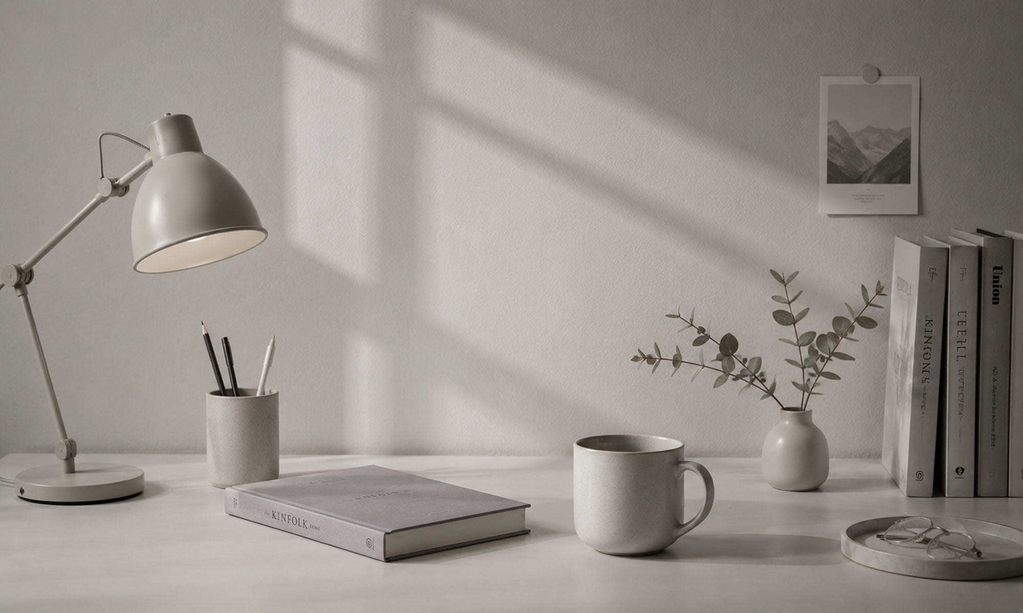 Minimalist neutral desk setup representing ordinary everyday moments before the lucky mystery experience