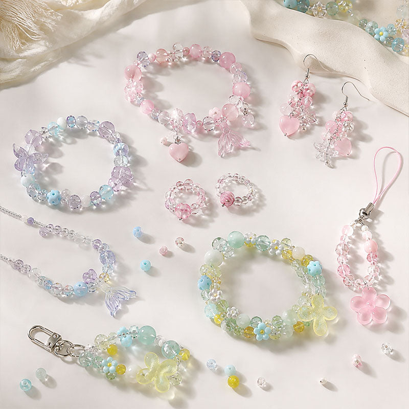 DIY jewelry ideas made with curated bead mixes including bracelets, charms and accessories