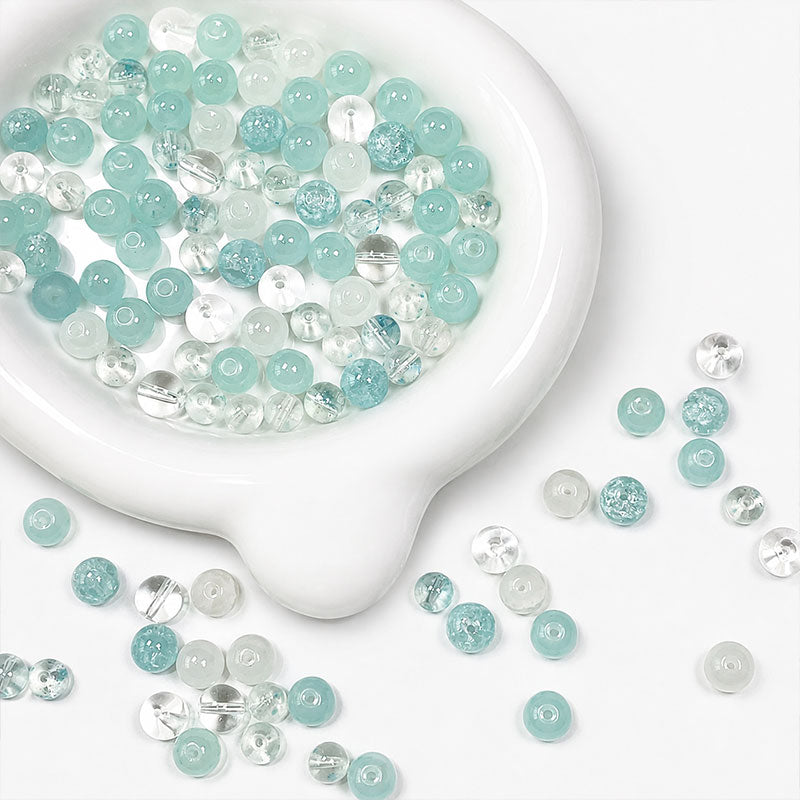 Dreamy glass bead mystery gift box with aqua and clear beads