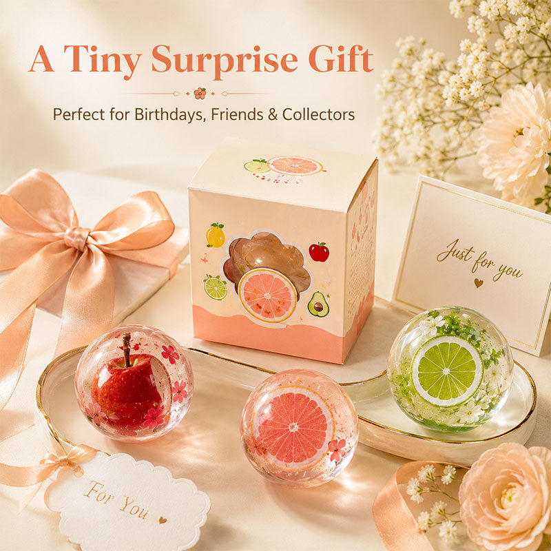Cute fruit crystal squishy blind box as a surprise gift and sensory toy