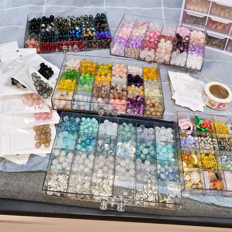 Handmade glass bead collection in multiple colors and styles