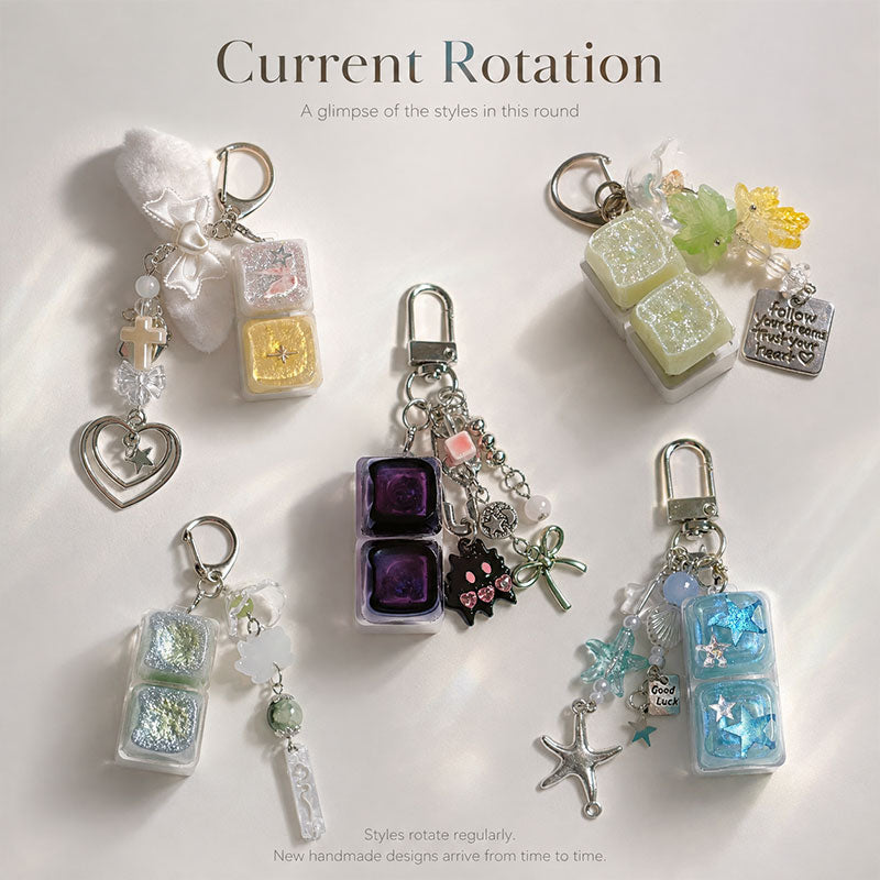 Rotating handmade click keychain designs