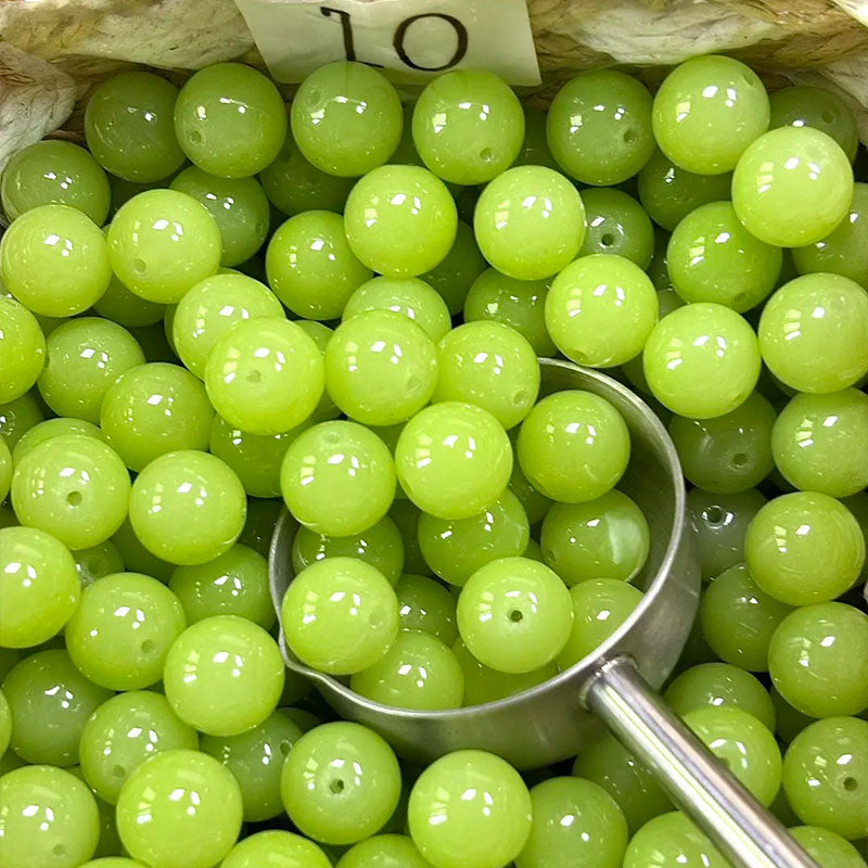 16mm Jade-Look Glass Beads for DIY Jewelry Making