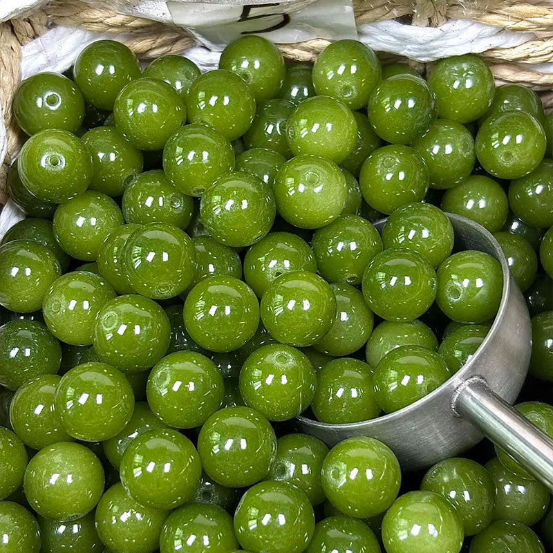16mm Jade-Look Glass Beads for DIY Jewelry Making