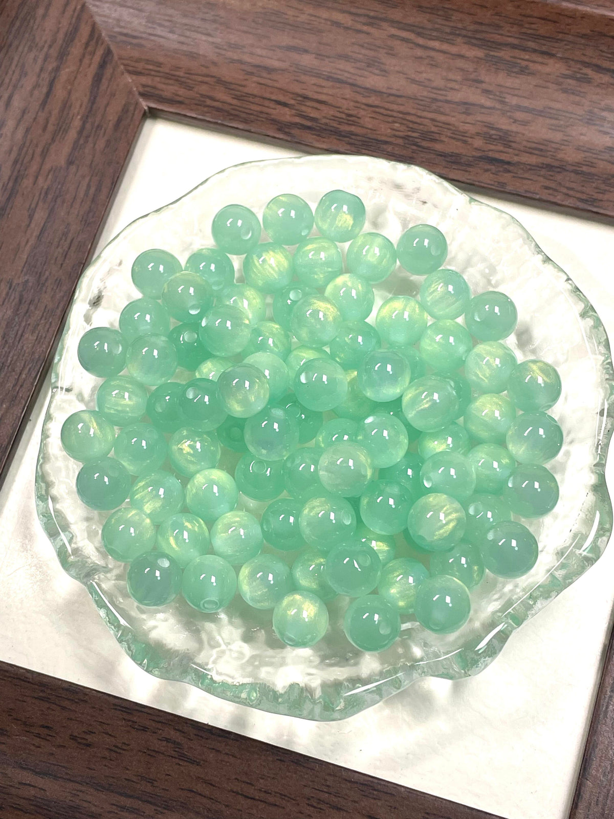 8mm Gold-Flash Cat Eye Resin Beads for DIY Jewelry Making