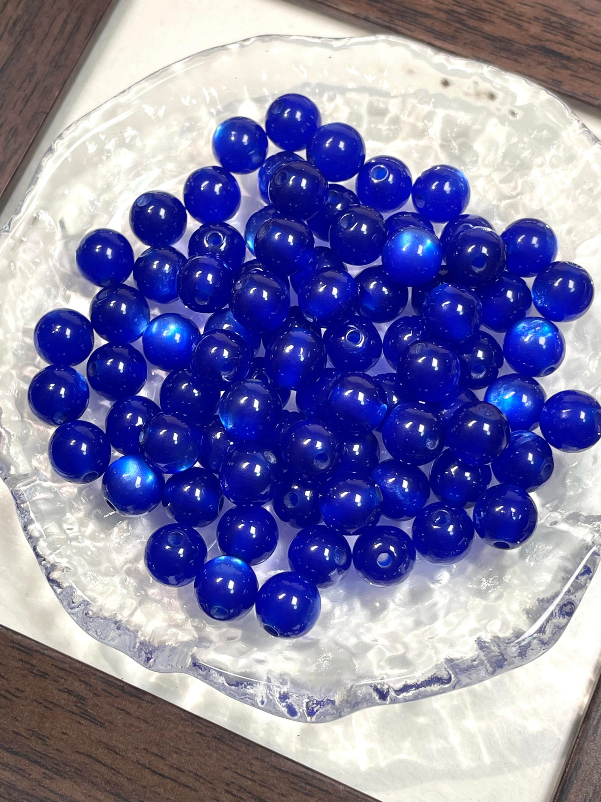 8mm Gold-Flash Cat Eye Resin Beads for DIY Jewelry Making