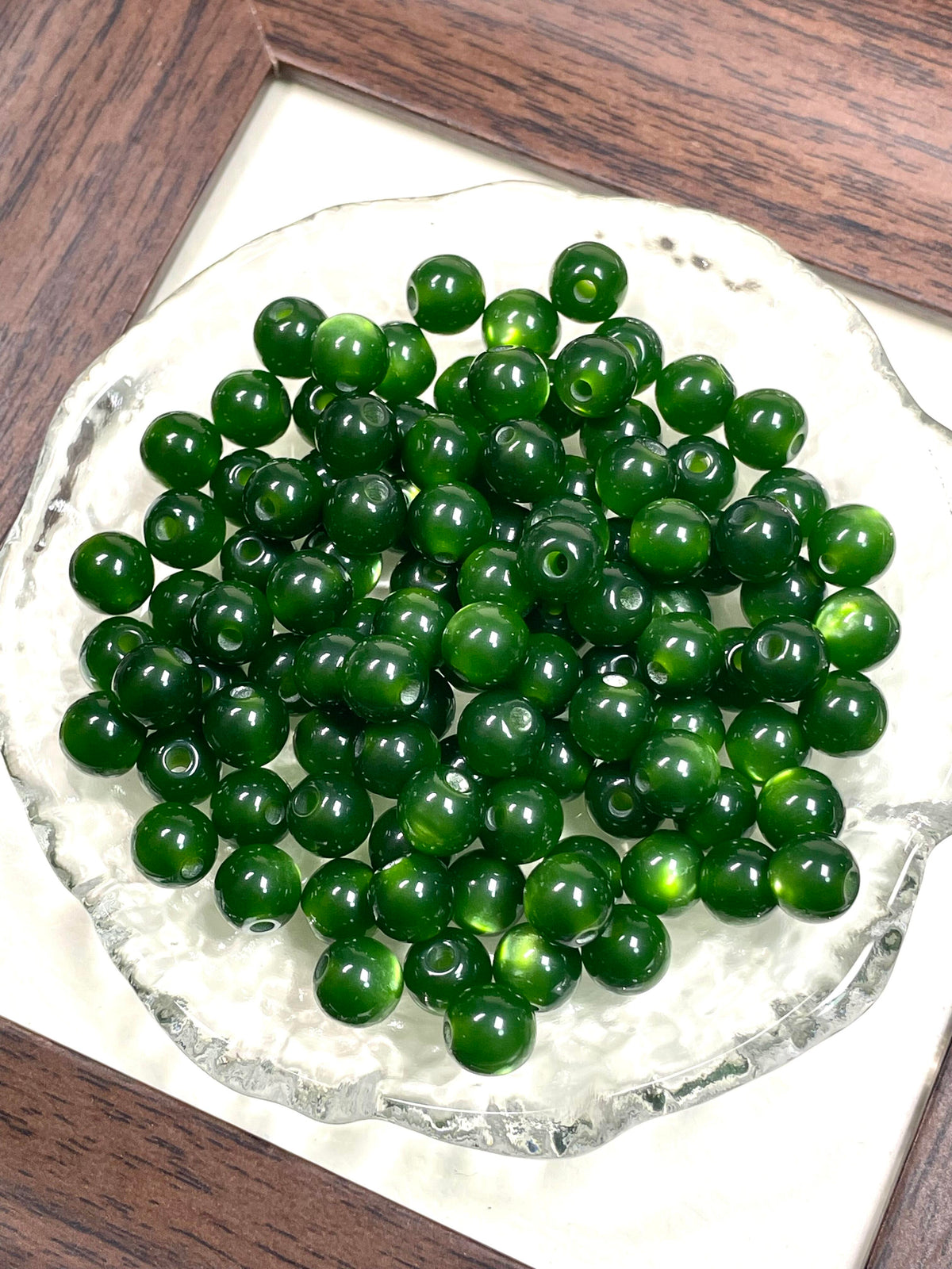 8mm Gold-Flash Cat Eye Resin Beads for DIY Jewelry Making