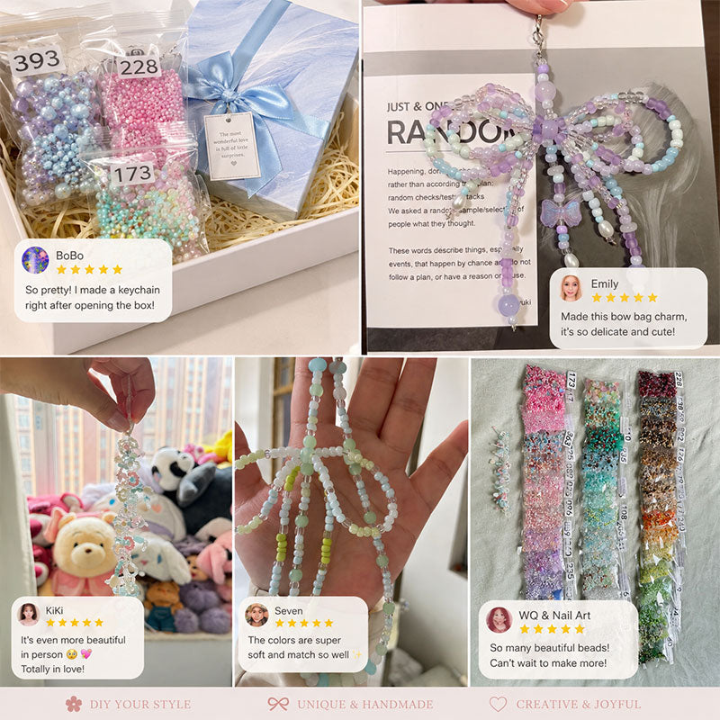 Customer handmade jewelry and DIY creations made with curated bead mix blind bags
