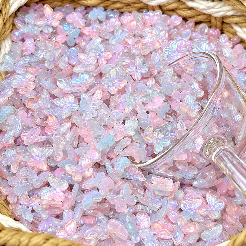 Glass Flower & Butterfly Beads – 8mm–12mm DIY Jewelry Accent Beads