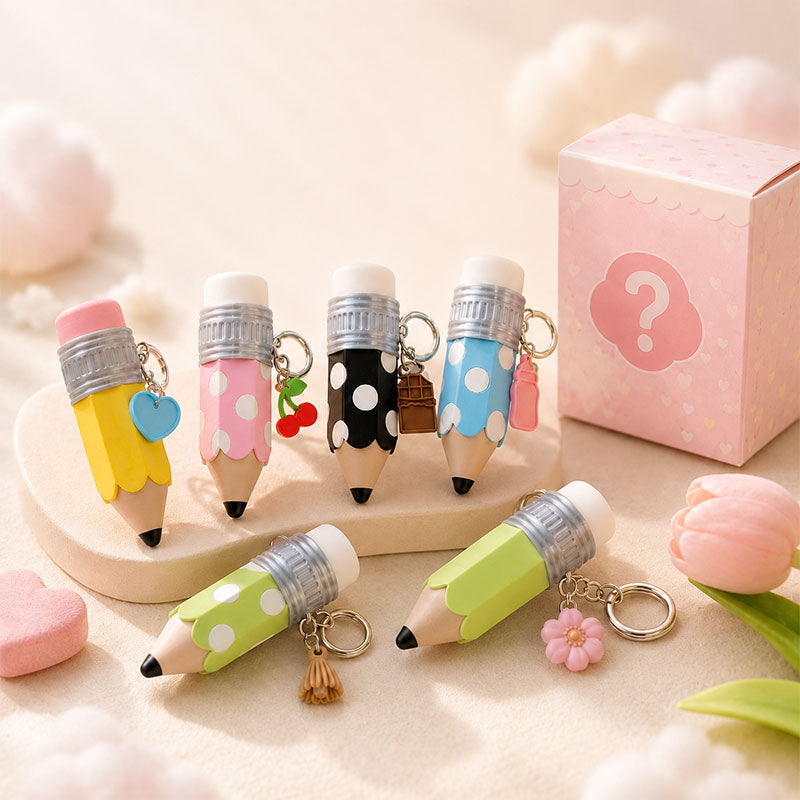 Mini Pencil Blind Box Charm Cute Click Fidget Keychain