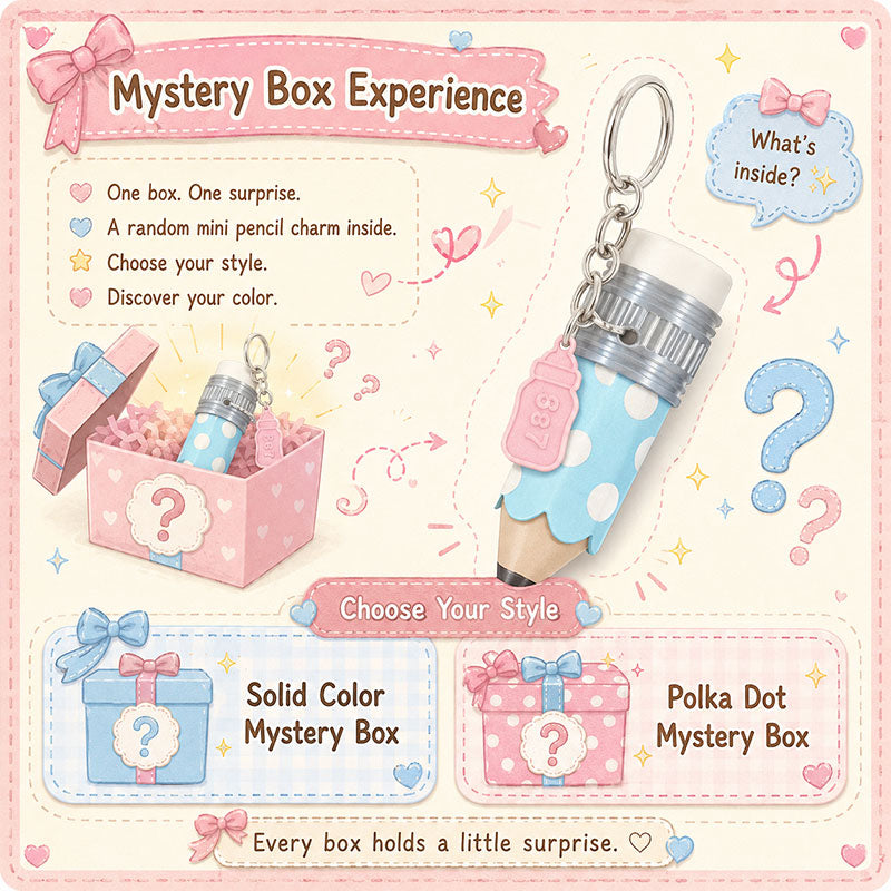 Mini Pencil Blind Box Charm Cute Click Fidget Keychain
